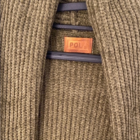 POL Olive Green Long Ribbed Cardigan - Picture 2 of 3